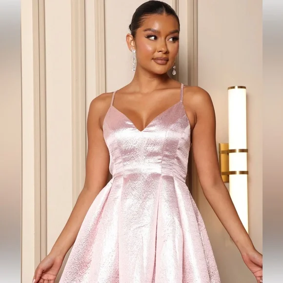 Fashion Nova | Dresses | New Fashionova Pink Metallic Fit And Flare Dress |  Poshmark